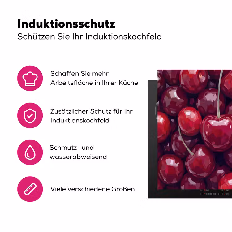 Fruit - Kersen - Eten - Modern - Rood Inductie beschermer vinyl 3mm middel -zzzzzzz-lf-ups