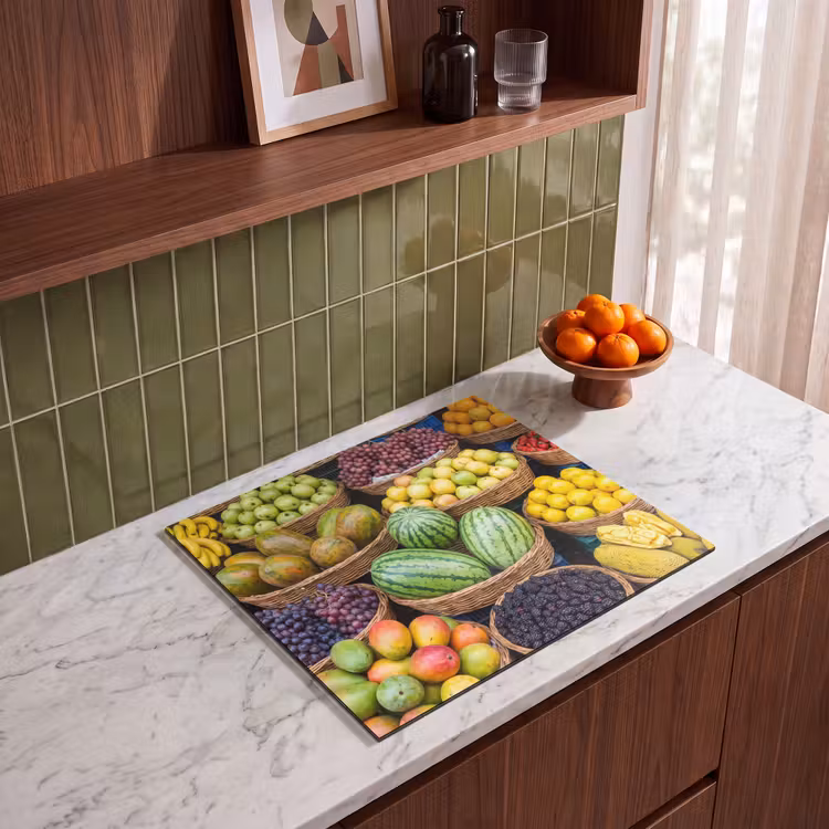 Herdabdeckplatte - Obst – Markt – Bunt - Fruit - Markt - Kleurrijk Inductie beschermer vinyl 3mm middel