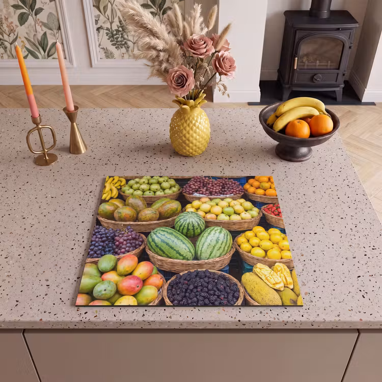 Herdabdeckplatte - Obst – Markt – Bunt - Fruit - Markt - Kleurrijk Inductie beschermer vinyl 3mm middel