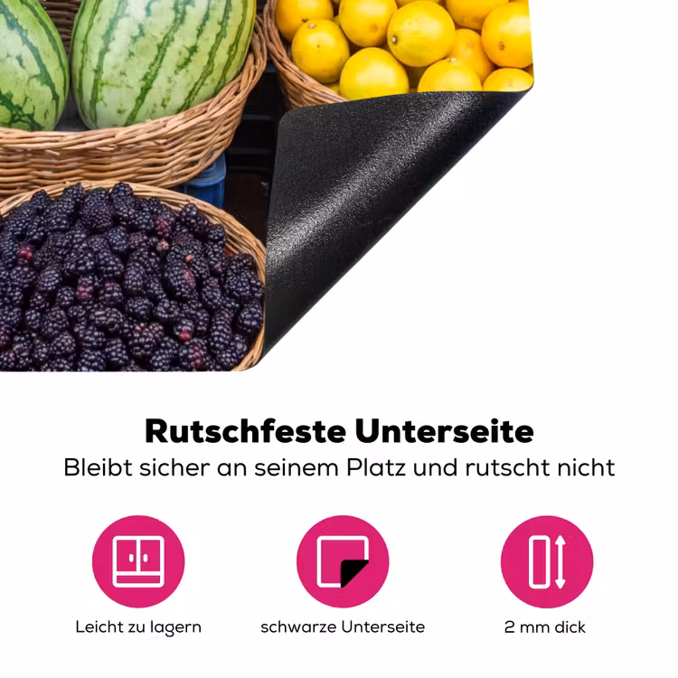 Herdabdeckplatte - Obst – Markt – Bunt - Fruit - Markt - Kleurrijk Inductie beschermer vinyl 3mm middel