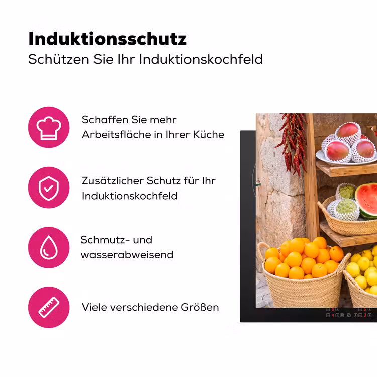 Herdabdeckplatte - Obst – Markt – Frisch - Fruit - Markt - Vers Inductie beschermer vinyl 3mm middel