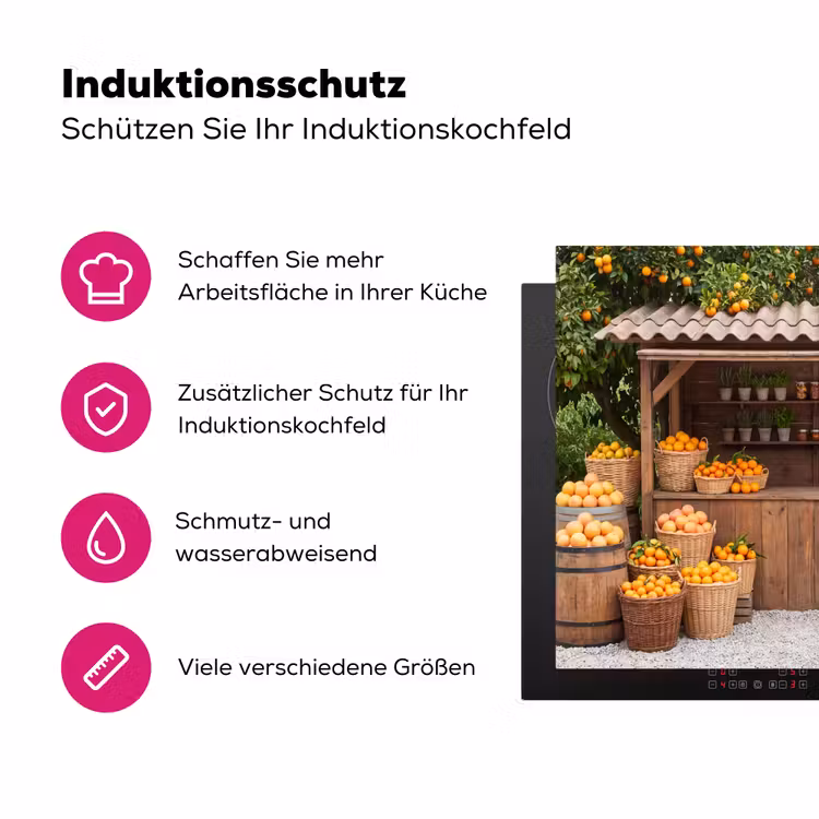 Herdabdeckplatte - Obst – Markt – Ländlich - Fruit - Markt - Landelijk Inductie beschermer vinyl 3mm middel