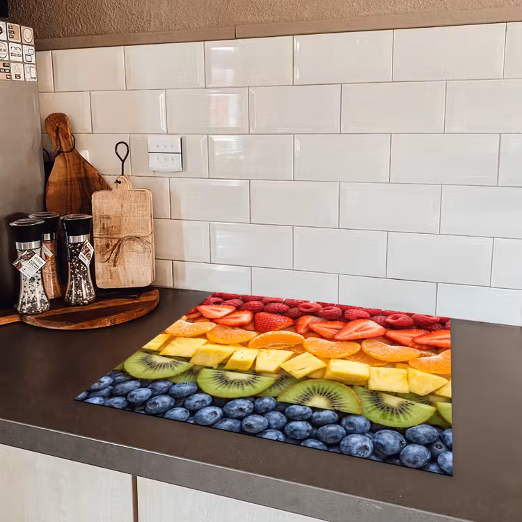 Fruit - Regenboog - Gezond - Kleurrijk Inductie beschermer vinyl 3mm middel -sfeer3