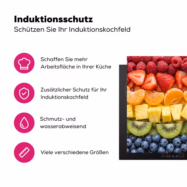 Fruit - Regenboog - Gezond - Kleurrijk Inductie beschermer vinyl 3mm middel -zzzzzzz-lf-ups