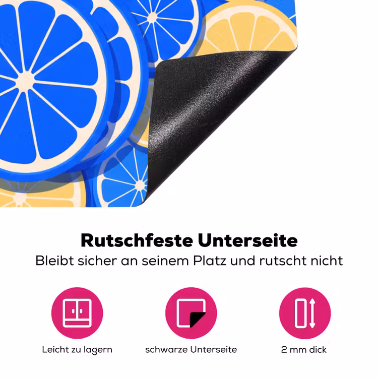 Fruit - Schijven - Patroon - Modern - Blauw - Geel Inductie beschermer vinyl 3mm middel -zzzzzzz-lf-onderkant