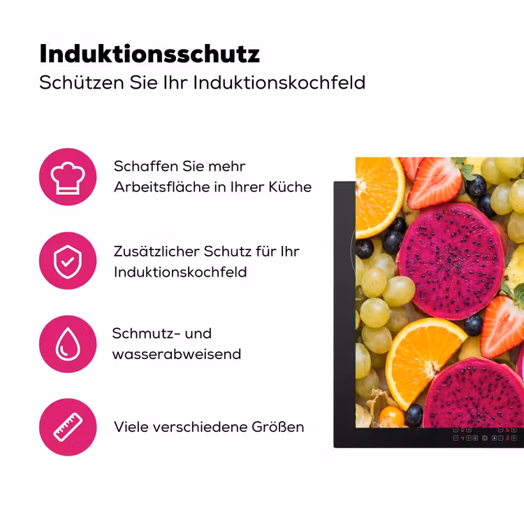Fruit - Assortiment - Kleurrijk - Gezondheid Inductie beschermer vinyl 3mm middel -zzzzzzz-lf-ups