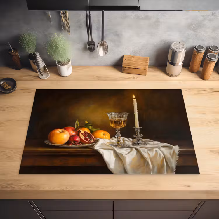 Fruit - Stilleven - Wijn - Kaars Inductie beschermer vinyl 3mm klein -sfeer5