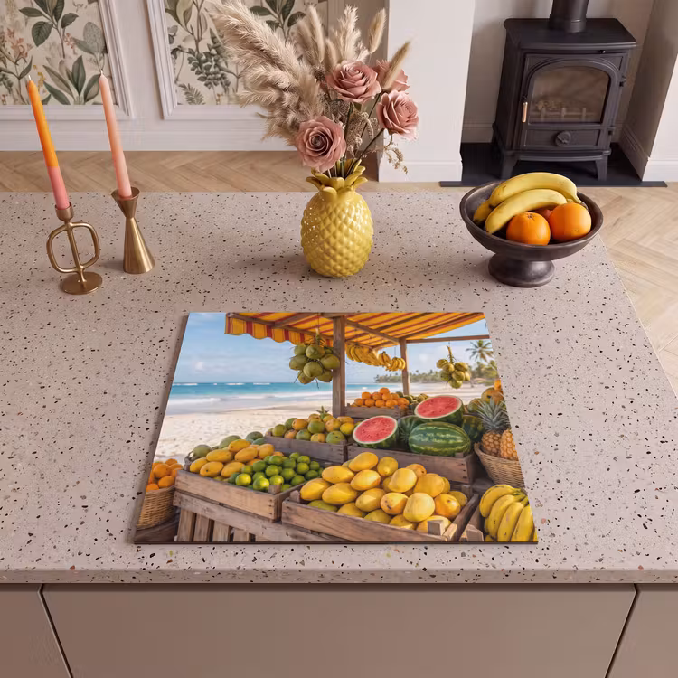 Herdabdeckplatte - Obst – Strand – Tropisch - Fruit - Strand - Tropisch Inductie beschermer vinyl 3mm middel