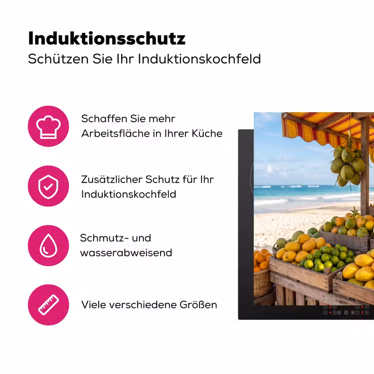 Herdabdeckplatte - Obst – Strand – Tropisch - Fruit - Strand - Tropisch Inductie beschermer vinyl 3mm middel