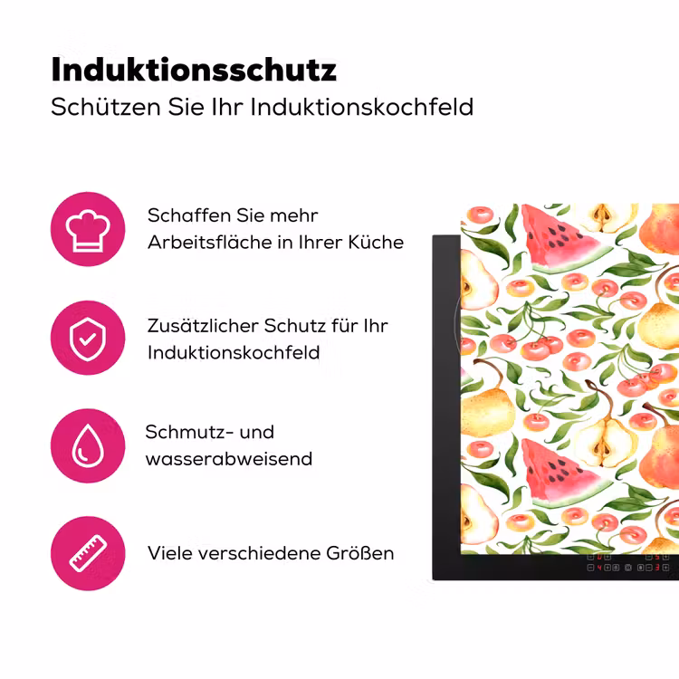 Fruit - Watermeloen - Kersen - Peer Inductie beschermer vinyl 3mm klein 276 -zzzzzzz-lf-ups