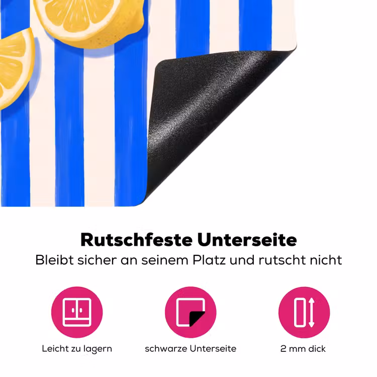 Fruit - Citroen - Zomer - Geel - Blauw Inductie beschermer vinyl 3mm middel -zzzzzzz-lf-onderkant