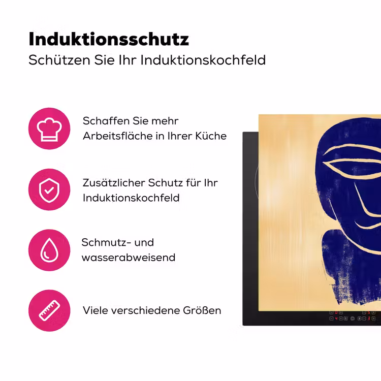Okergeel - Blauw - Eenvoudige lijnen Inductie beschermer vinyl 3mm klein -zzzzzzz-lf-ups