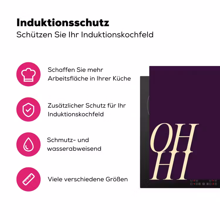 Oh hi - Paars - Cursief Inductie beschermer vinyl 3mm klein -zzzzzzz-lf-ups