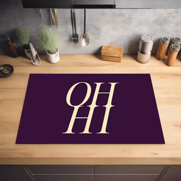 Oh hi - Paars - Minimalistisch Inductie beschermer vinyl 3mm klein -sfeer5