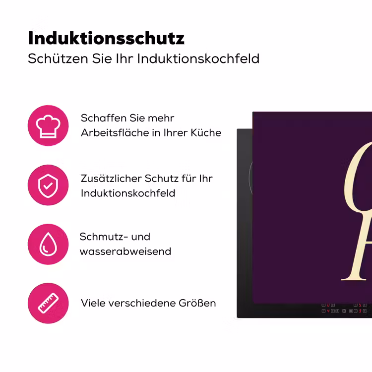 Oh hi - Paars - Minimalistisch Inductie beschermer vinyl 3mm klein -zzzzzzz-lf-ups
