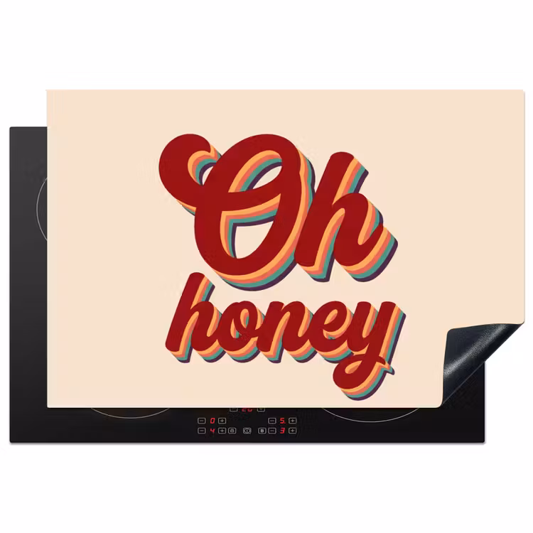 Oh honey - Rood - Schaduw Inductie beschermer vinyl 3mm klein -3d