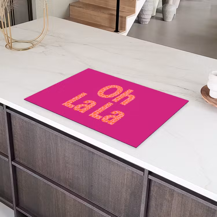 Oh la la - Luipaardprint - Roze Inductie beschermer vinyl 3mm klein -sfeer8