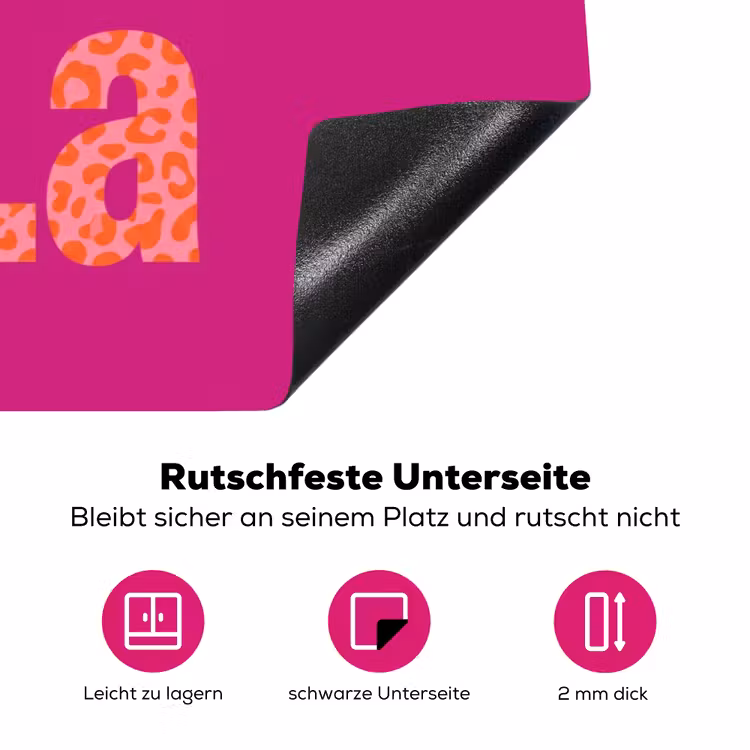 Oh la la - Luipaardprint - Roze Inductie beschermer vinyl 3mm klein -zzzzzzz-lf-onderkant