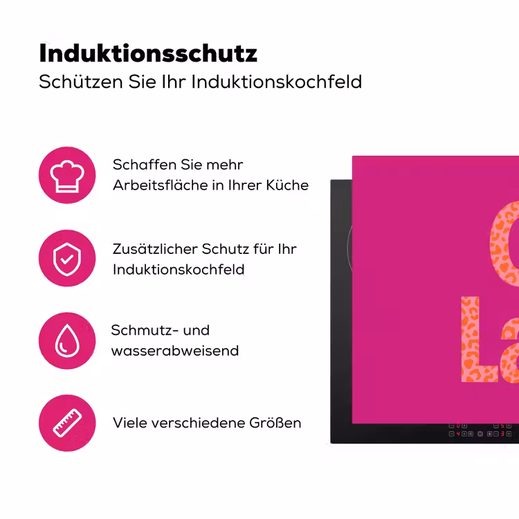 Oh la la - Luipaardprint - Roze Inductie beschermer vinyl 3mm klein -zzzzzzz-lf-ups