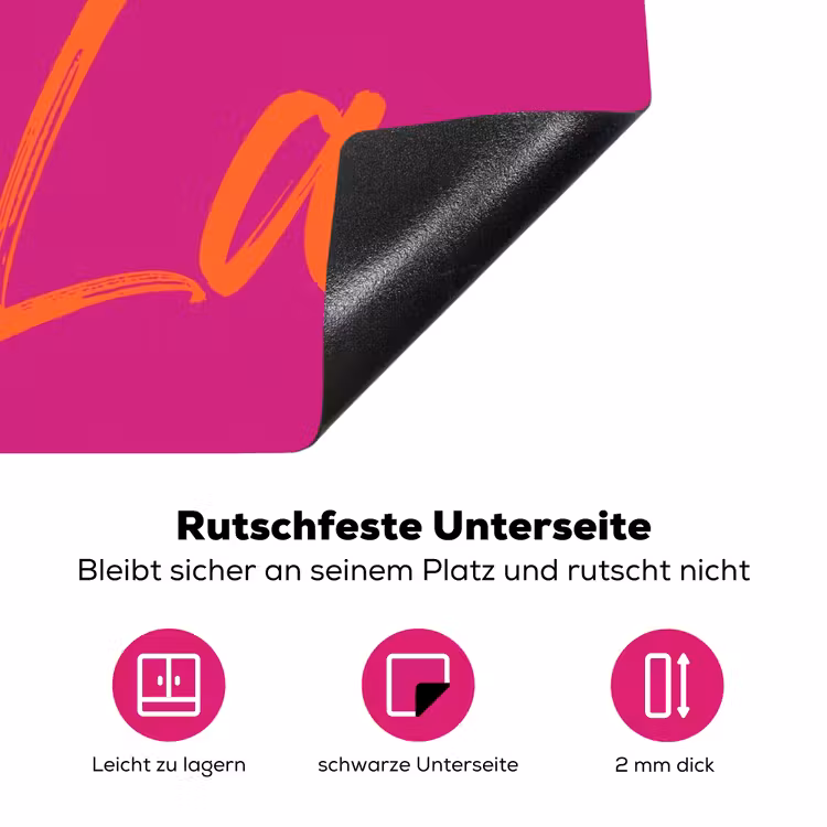 Oh la la - Oranje - Roze Inductie beschermer vinyl 3mm klein -zzzzzzz-lf-onderkant
