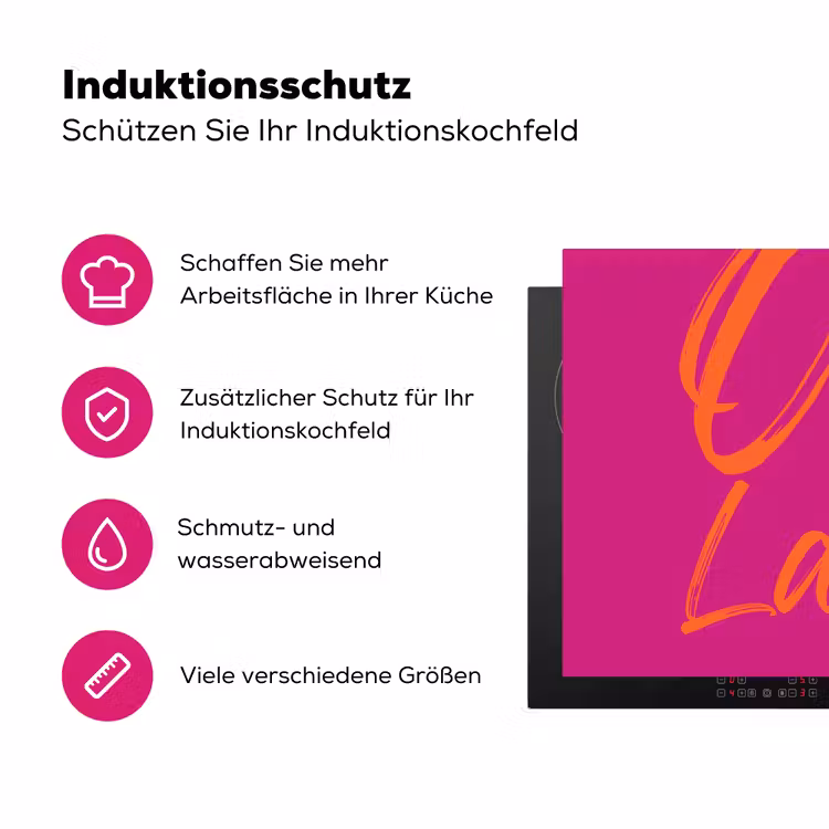 Oh la la - Oranje - Roze Inductie beschermer vinyl 3mm klein -zzzzzzz-lf-ups