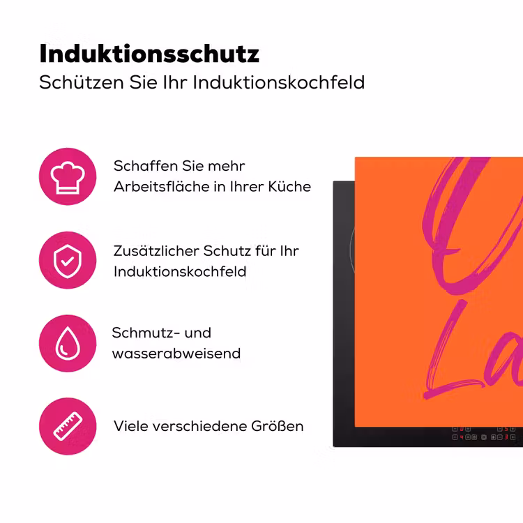 Oh la la - Oranje - Roze - Grafisch Inductie beschermer vinyl 3mm klein -zzzzzzz-lf-ups