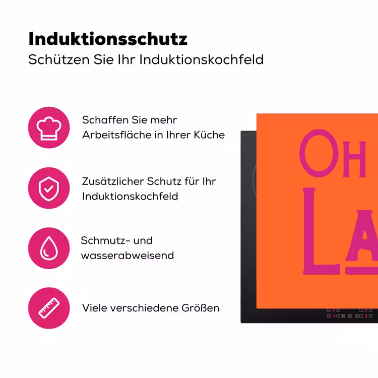 Oh la la - Oranje - Roze - Scheeflettertype Inductie beschermer vinyl 3mm klein -zzzzzzz-lf-ups