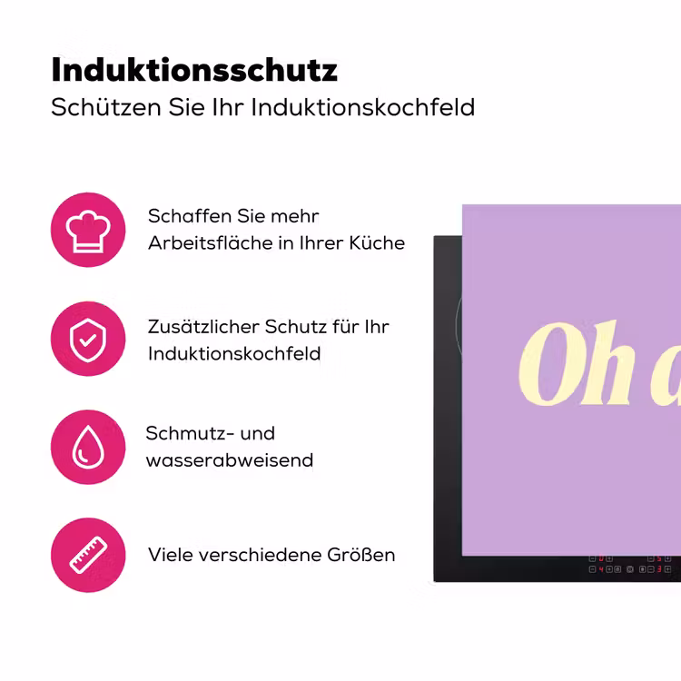 Oh darling - Hart - Paars Inductie beschermer vinyl 3mm klein -zzzzzzz-lf-ups