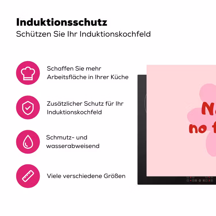 No rain no flowers - Bloem - Roze Inductie beschermer vinyl 3mm klein -zzzzzzz-lf-ups
