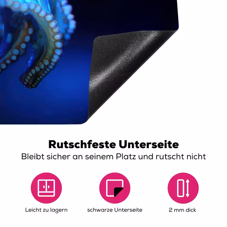 Octopus - Stippen - Blauw - Zee Inductie beschermer vinyl 3mm klein -zzzzzzz-lf-onderkant