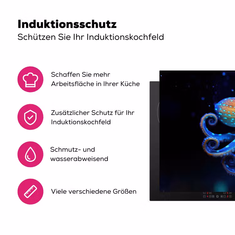 Octopus - Stippen - Blauw - Zee Inductie beschermer vinyl 3mm klein -zzzzzzz-lf-ups