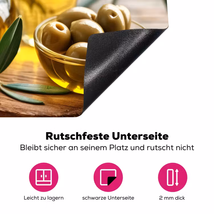 Olijven - Plankje - Olijfolie - Bladeren Inductie beschermer vinyl 3mm middel -zzzzzzz-lf-onderkant