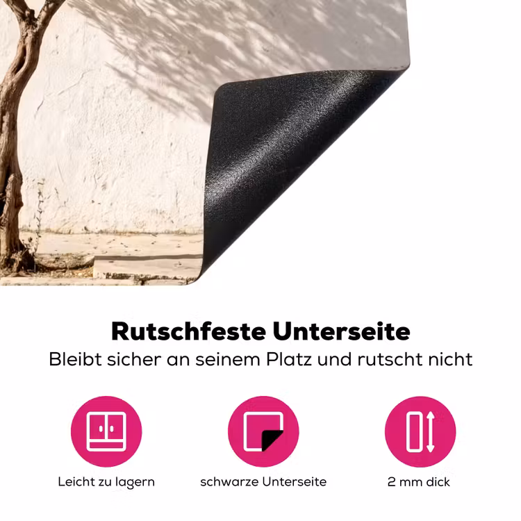 Herdabdeckplatte - Olivenbaum – Wand – weiß - Olijfboom - muur - wit Inductie beschermer vinyl 3mm middel