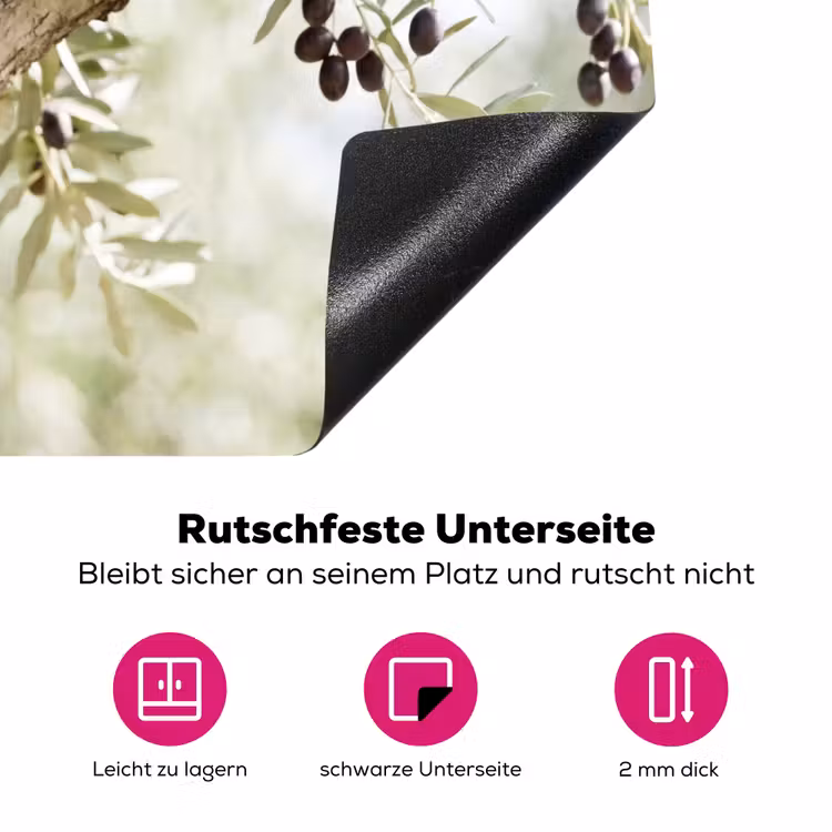 Herdabdeckplatte - Olivenbaum – Zweig – grün - Olijfboom - tak - groen Inductie beschermer vinyl 3mm middel