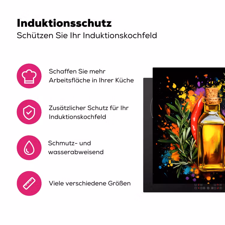 Olijfolie - Graffiti - Peper - Olijven - Modern Inductie beschermer vinyl 3mm klein -zzzzzzz-lf-ups