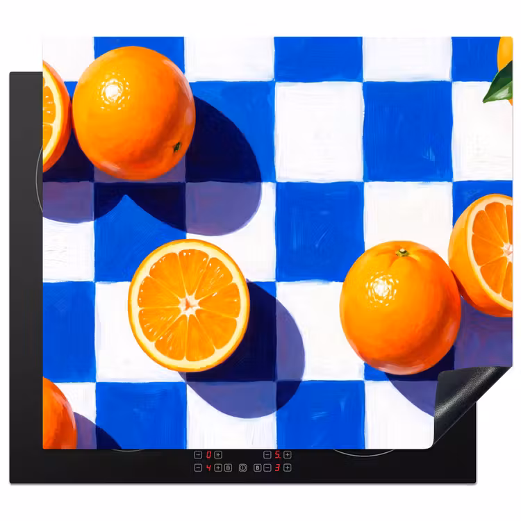 Herdabdeckplatte - Orange – Kariert – Essen - Sinaasappel - Geruit - Eten Inductie beschermer vinyl 3mm middel