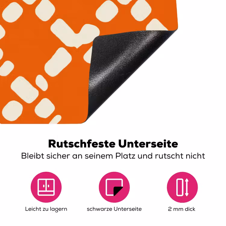 Oranje - Ruitpatroon - Wit Inductie beschermer vinyl 3mm klein 276 -zzzzzzz-lf-onderkant