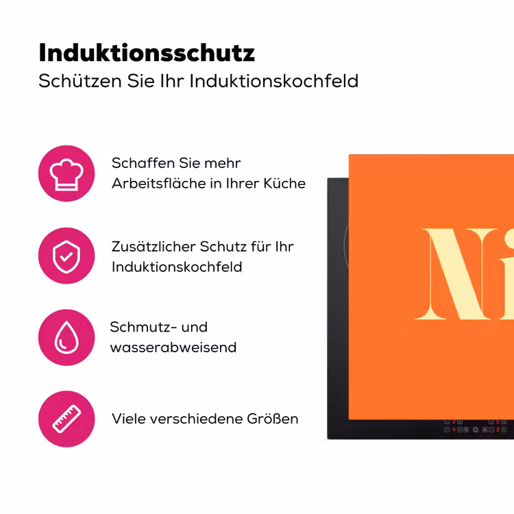 Oranje - Gebroken wit - Nice Inductie beschermer vinyl 3mm klein -zzzzzzz-lf-ups