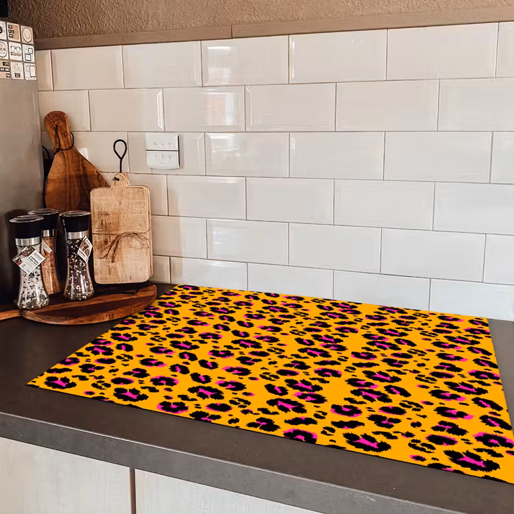 Oranje - Roze - Panterprint Inductie beschermer vinyl 3mm klein 276 -sfeer3