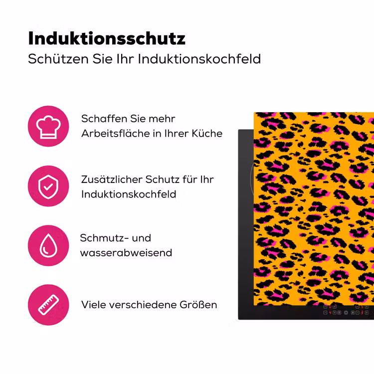Oranje - Roze - Panterprint Inductie beschermer vinyl 3mm klein 276 -zzzzzzz-lf-ups