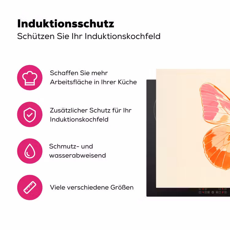 Oranje - Vlinder - Minimalistisch Inductie beschermer vinyl 3mm klein -zzzzzzz-lf-ups