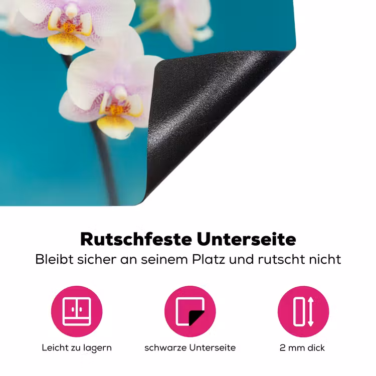 Orchidee - Bloemen - Plant - Wit - Paars Inductie beschermer vinyl 3mm klein -zzzzzzz-lf-onderkant