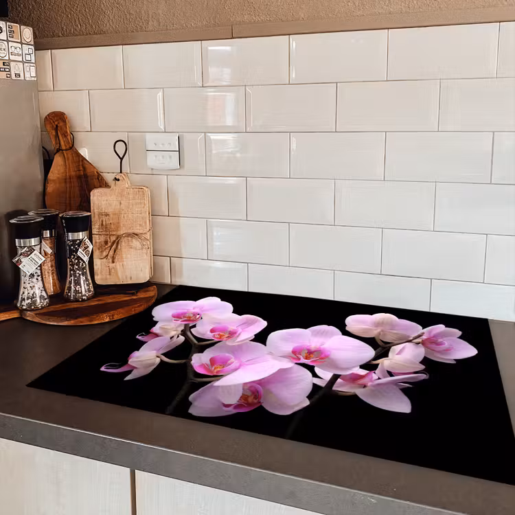 Orchidee - Bloemen - Roze - Flora Inductie beschermer vinyl 3mm klein -sfeer3