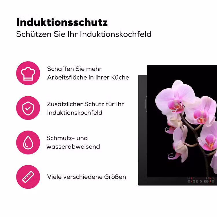 Orchidee - Bloemen - Roze - Flora Inductie beschermer vinyl 3mm klein -zzzzzzz-lf-ups