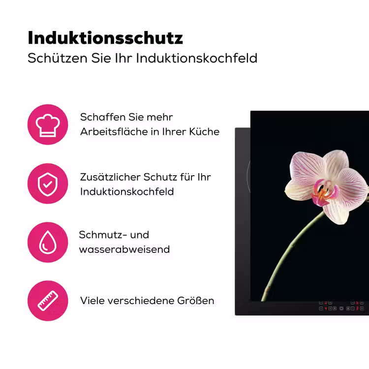 Orchidee - Roze - Bloemen Inductie beschermer vinyl 3mm klein -zzzzzzz-lf-ups