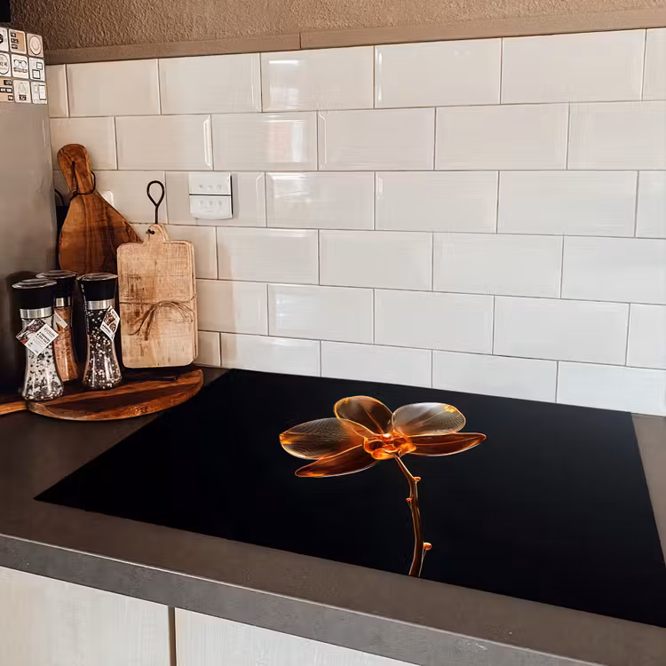 Orchidee - Doorzichtig - Bloem Inductie beschermer vinyl 3mm klein -sfeer3