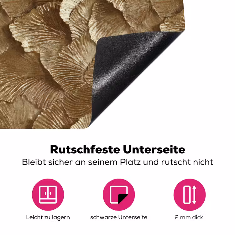 Organisch - Patroon - Bladeren - Goud Inductie beschermer vinyl 3mm klein 276 -zzzzzzz-lf-onderkant