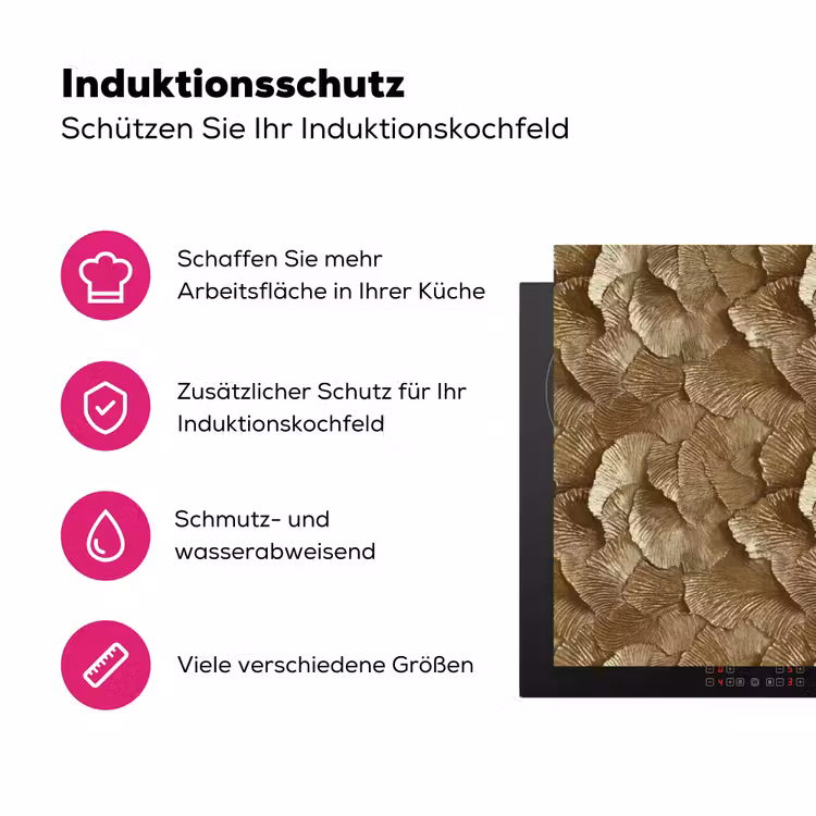 Organisch - Patroon - Bladeren - Goud Inductie beschermer vinyl 3mm klein 276 -zzzzzzz-lf-ups