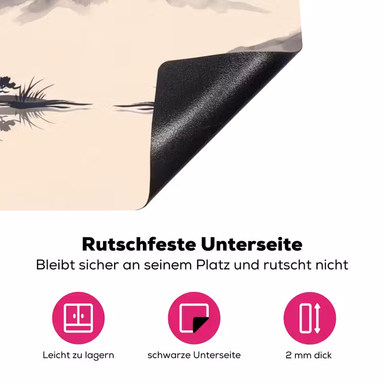 Oosters - Kraanvogels - Landschap Inductie beschermer vinyl 3mm klein -zzzzzzz-lf-onderkant