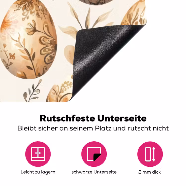 Paaseieren - Bruin - Bloemen Inductie beschermer vinyl 3mm klein -zzzzzzz-lf-onderkant